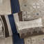 Édredon pour très grand lit - Bleu marine avec coussins décoratifs 7 pièces de style romantique