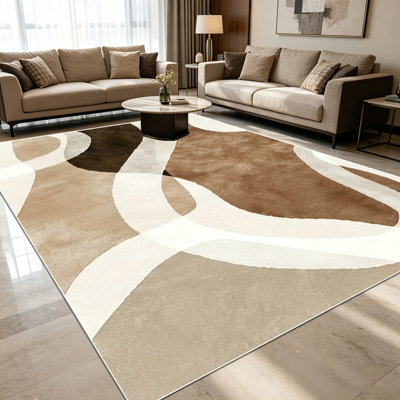 1PC Neutral Tone Abstract Swirl Wavy Line Modern Minimalist area rugs for Living Room, Soft and Comfortable, Suitable for all seasons, easy-to-maintain, machine washable Indoor floor mat, Under Table Farmhouse suitable for dining table, bedroom,