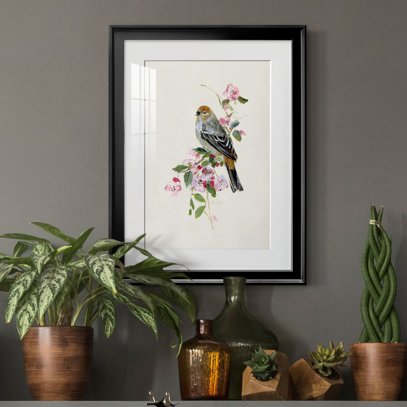 «Spring Song Goldfinch» - peinture encadrée, H 22,5 po x l 30,5 po x P 1,5 po, Noir
