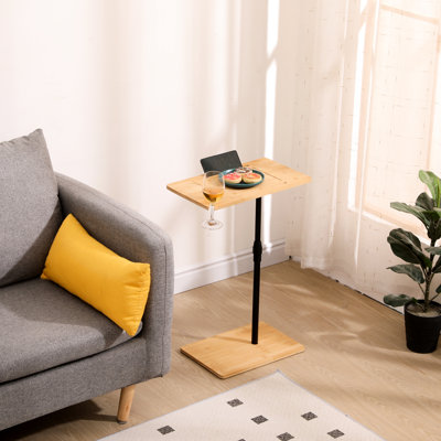 Table de bout en bambou à hauteur réglable en forme de C et canapé à 2 niveaux pour le salon et la chambre à coucher