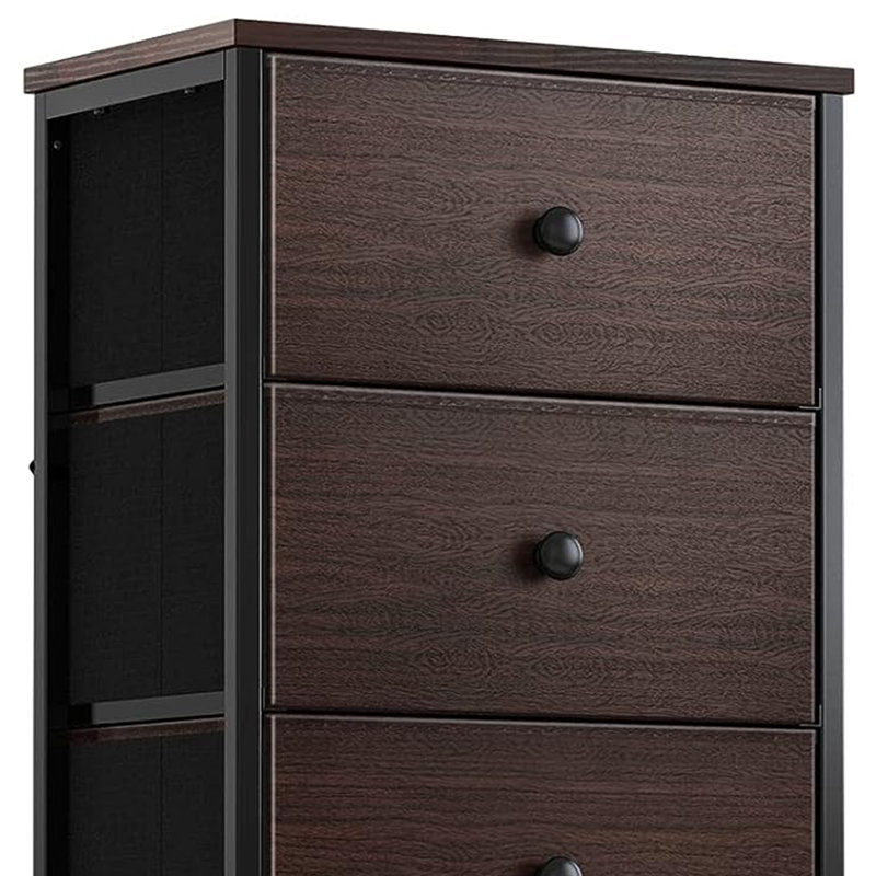 Yerick 17.7'' W 5 - Drawer Dresser, Rustic Brown