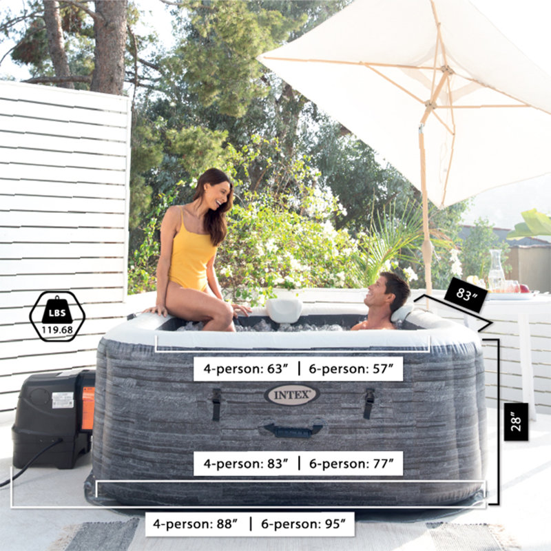 Intex PureSpa Plus Square Inflatable Hot Tub with LED Light