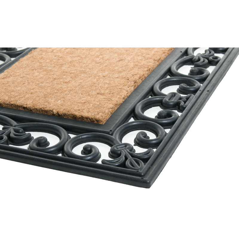Brown and Black Coir Rubber Outdoor Non-Slip Door Mat
