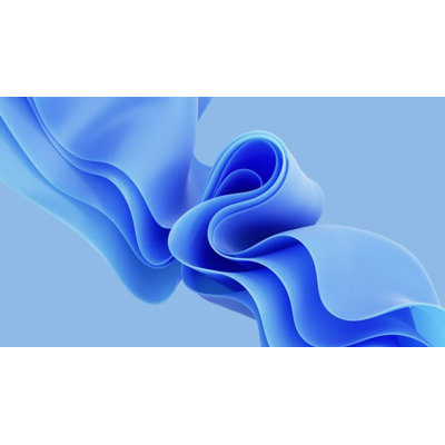 Murale 3D à vagues fluides abstraites - Sculpture de ruban fluide en bleu sur fond clair