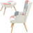 Bohemian Style Accent Chair With Ottoman Set, Patchwork Linen Fabric,330Lbs Capacity-1891844282