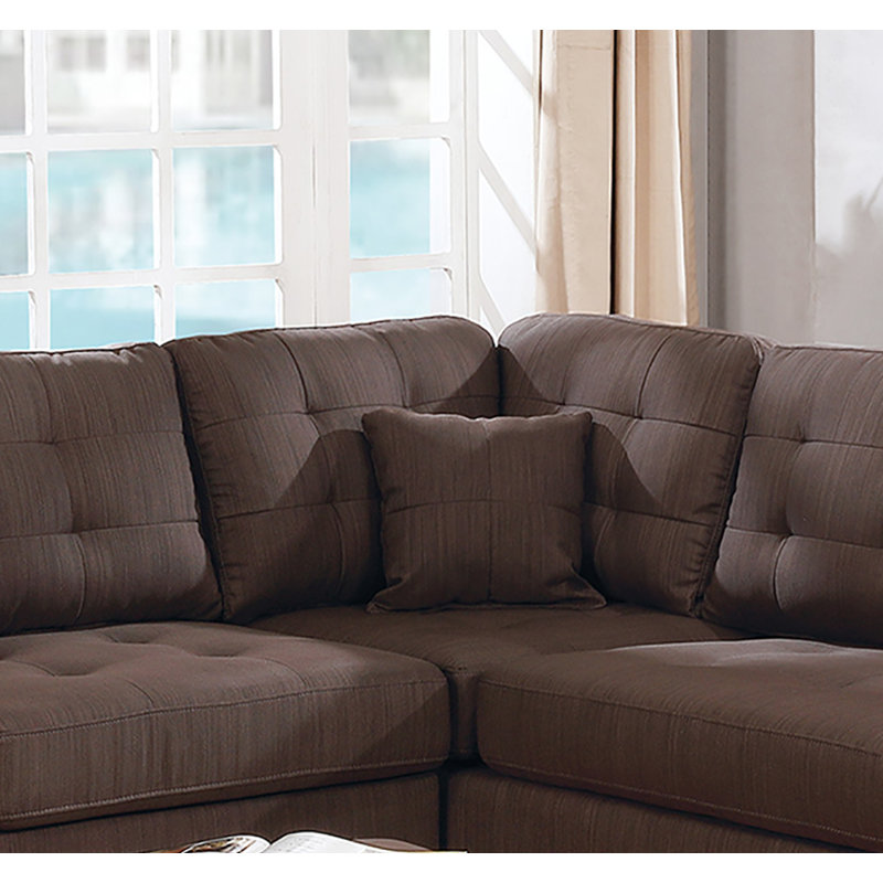 Roberto Upholstered Sectional Reversible, Black Coffee