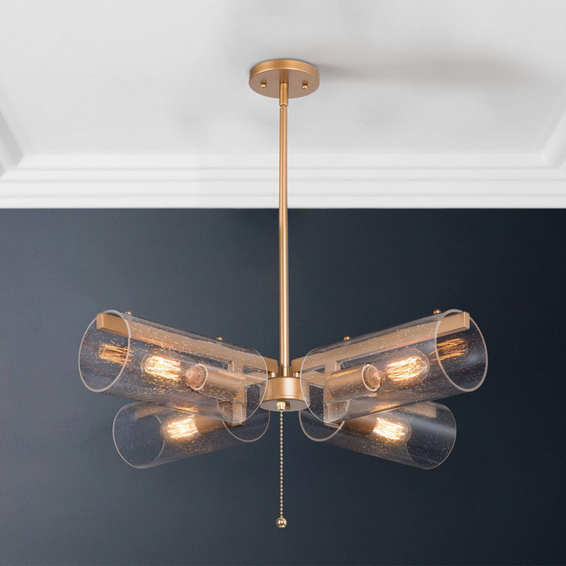 Lustre linéaire moderne 4 lumières Sputnik avec verre cylindrique
