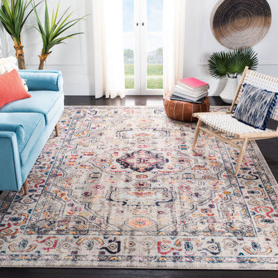 Felty Oriental Gray/Blue/Orange Area Rug