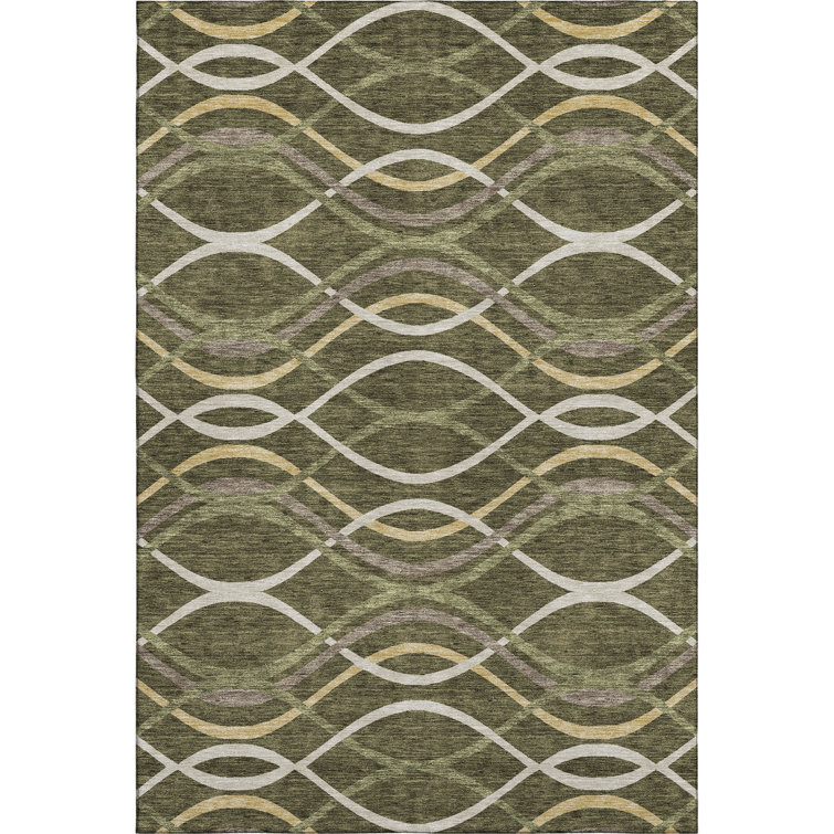 Premium Machine Washable Prisco Olive Rug