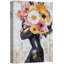 "Elegance Gold Pink Floral", Portrait d'une femme afro-américaine, impression sur toile encadrée-107907607-107907609