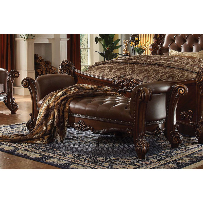 Koios Upholstered Bench, Brown/Cherry