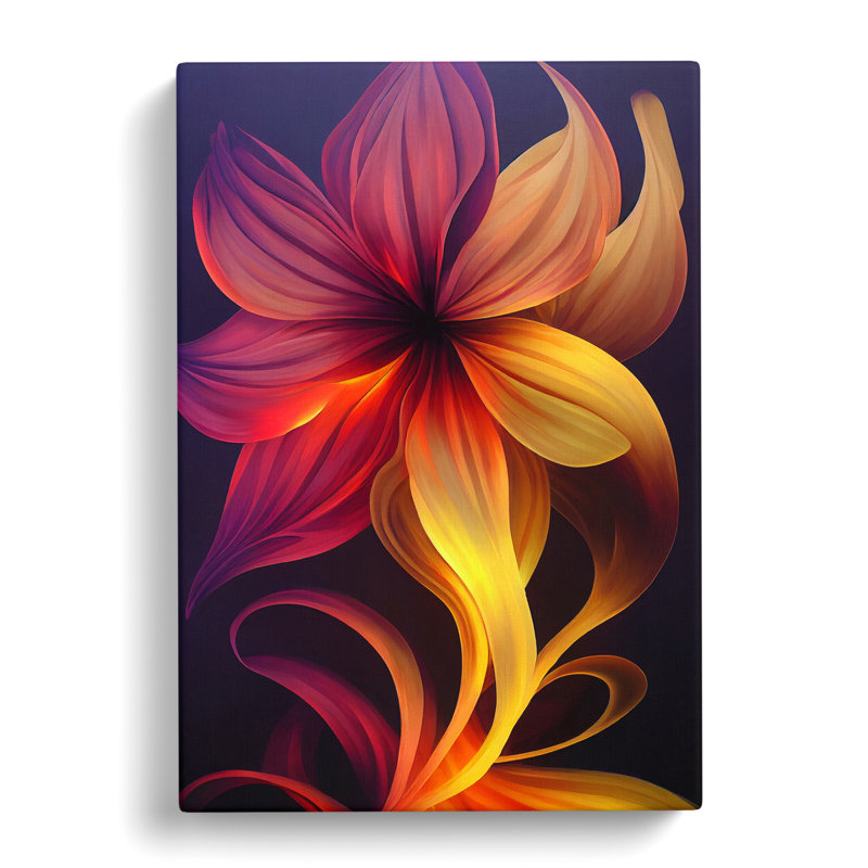 Flower Abstract No.1 - Wall Art, 60cm H x 40cm W x 3cm D, Walnut Framed