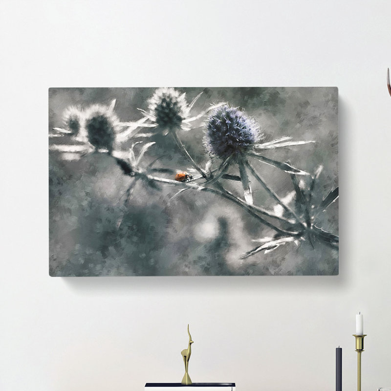 Ladybird Upon A Thistle Flower - Wrapped Canvas Print, 50cm H x 76cm W x 3cm D