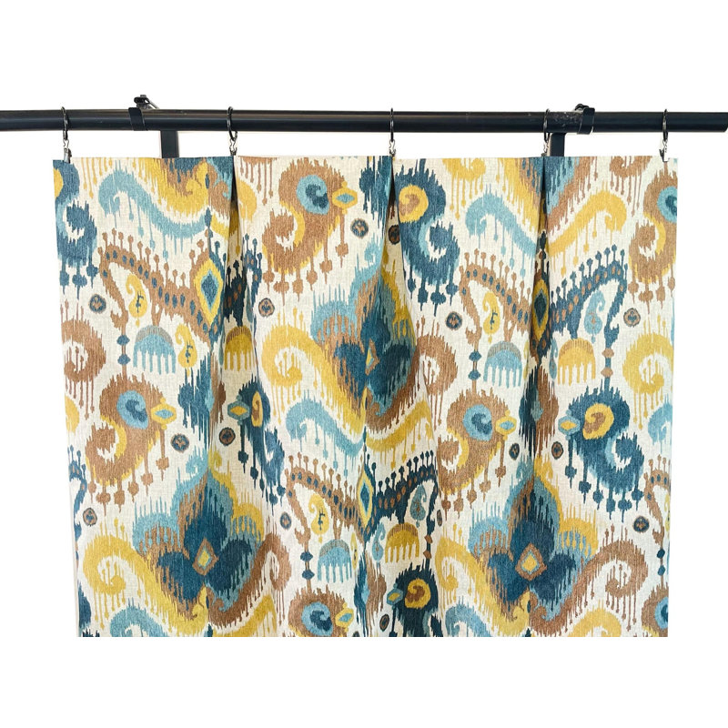 Paire de rideaux sarcelle / bleu / moutarde / jaune, L 50 po x L 72 po