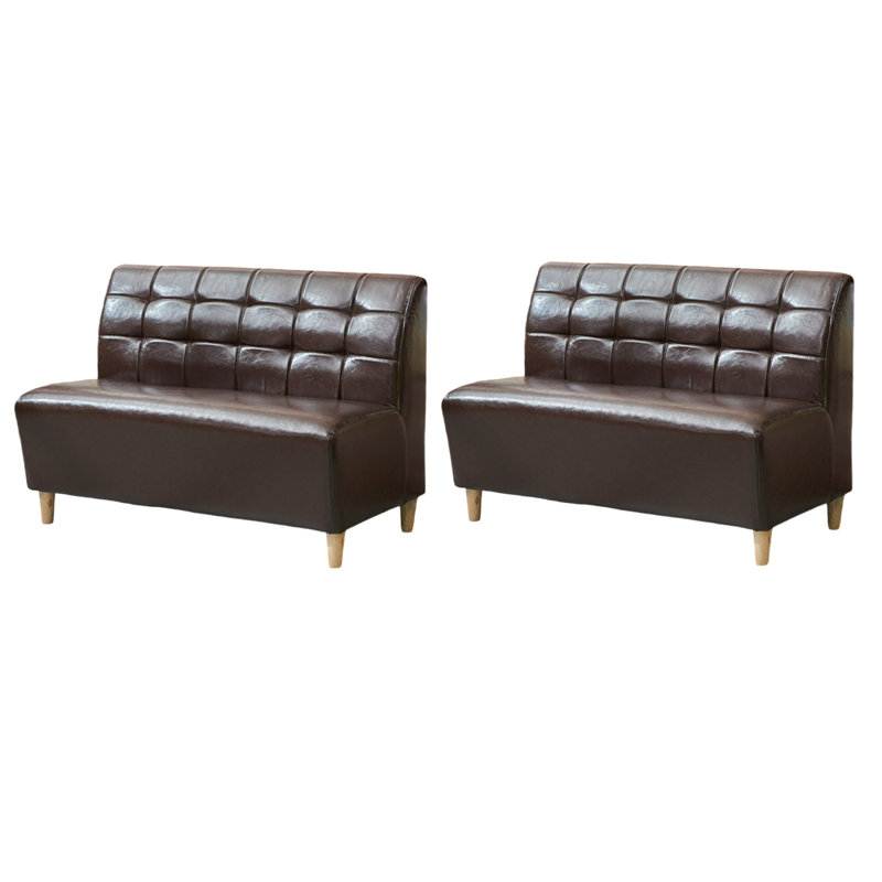 Banc rembourré en similicuir, Café