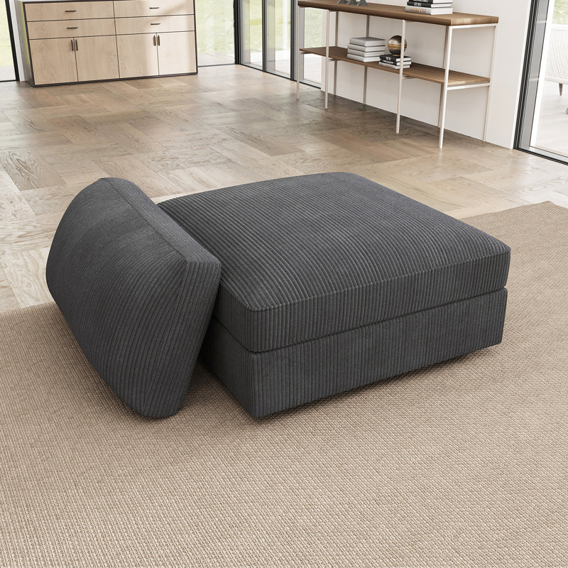 Module de repose-pieds modulaire en velours côtelé modulaire, Gris