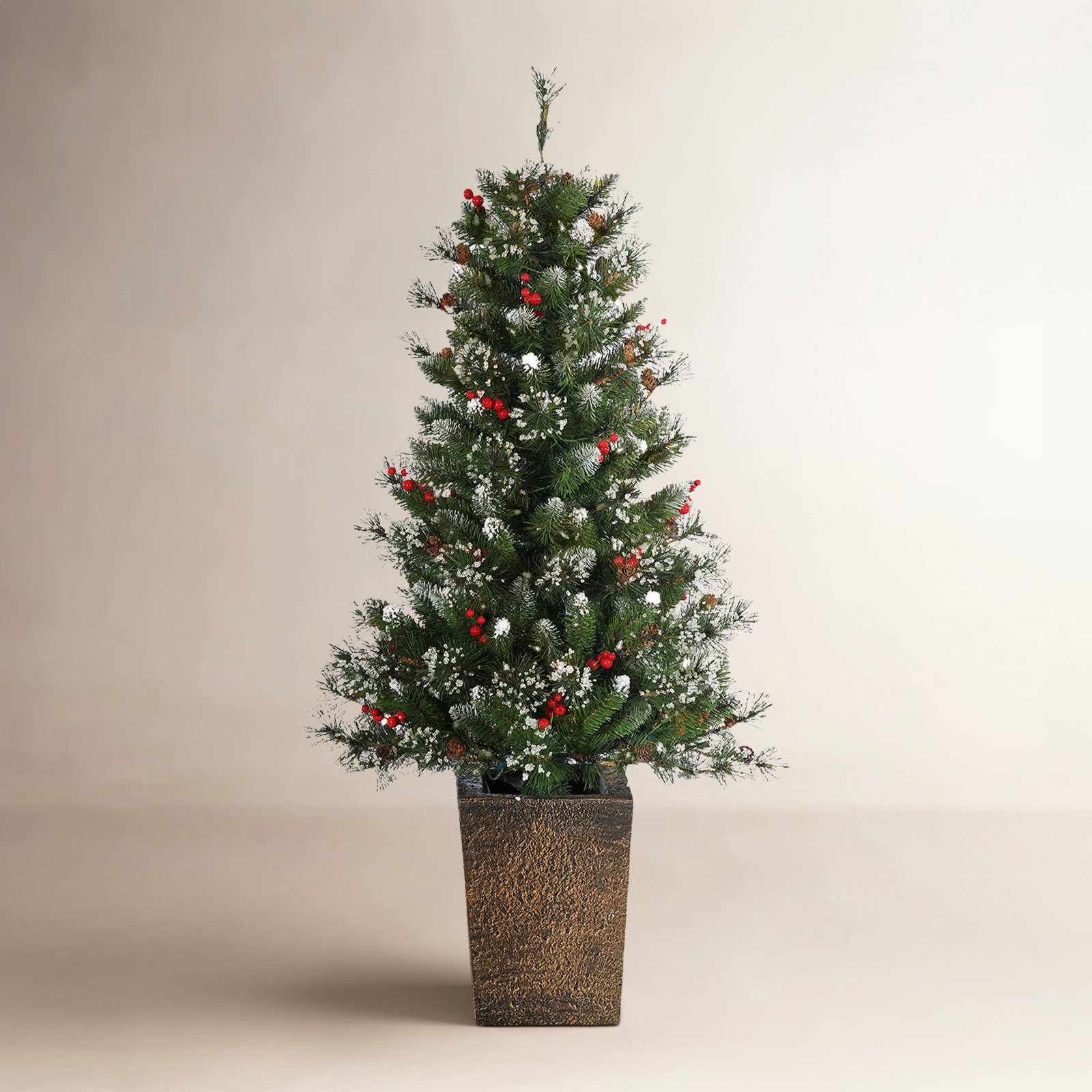 Potted 4' Pre-Lit Pine Christmas Tree