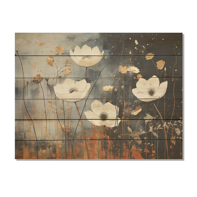 Gilded Garden Blooming Meadows - Art mural en bois fleur sur bois de pin naturel, H 10 po x l 20 po