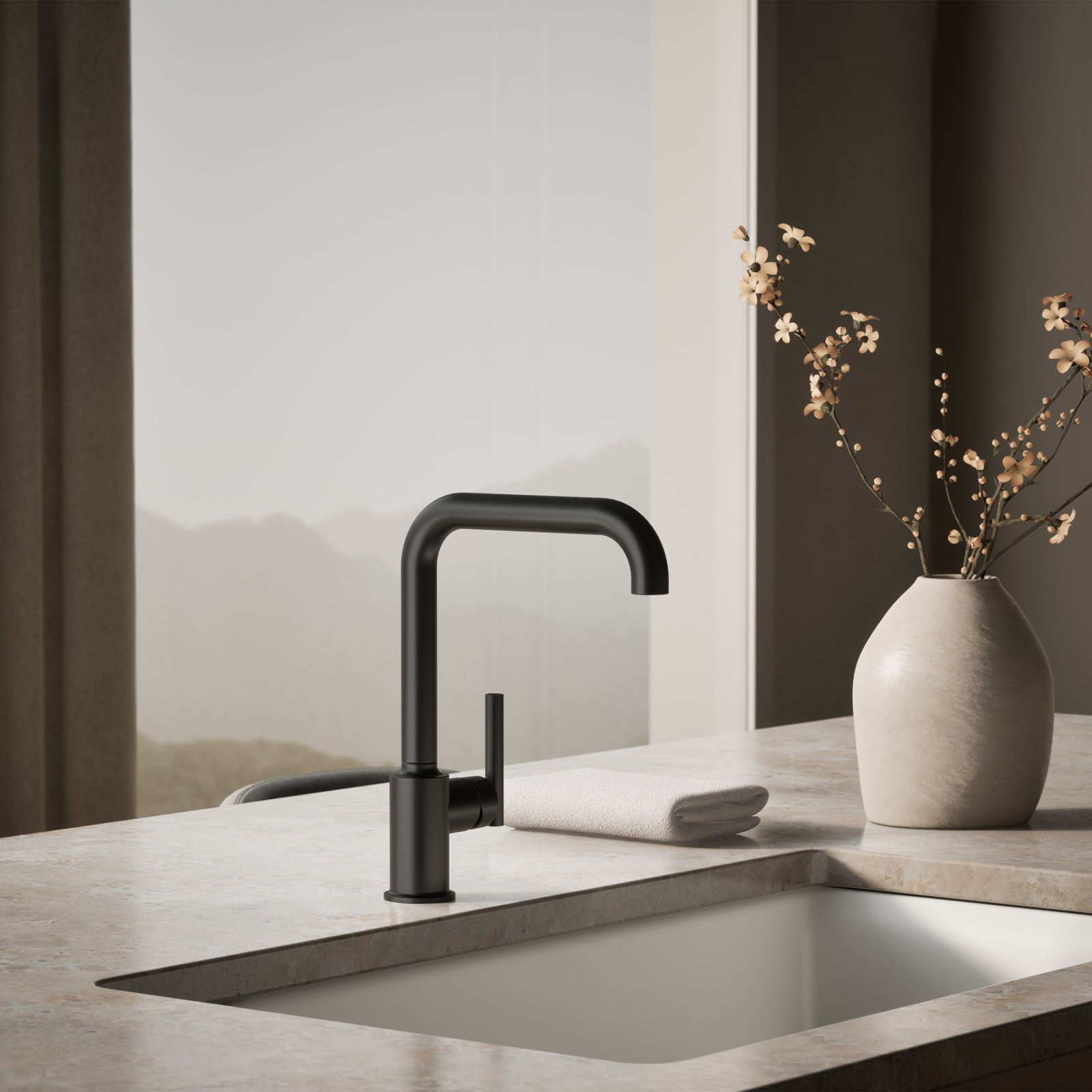 Purist Single-Hole Kitchen Faucet, Matte Black