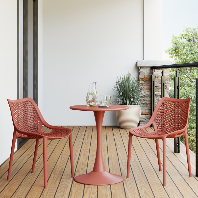 Ensemble repas d'extérieur rond, Rouge