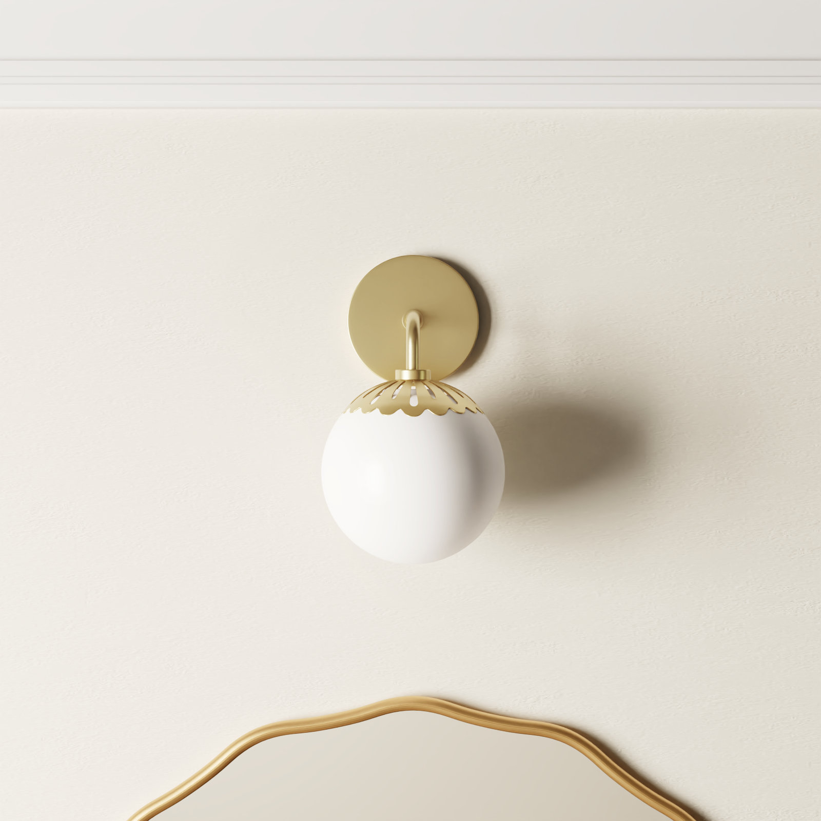 Deniaud Single Bath Sconce, Aged Brass, Opal Matte