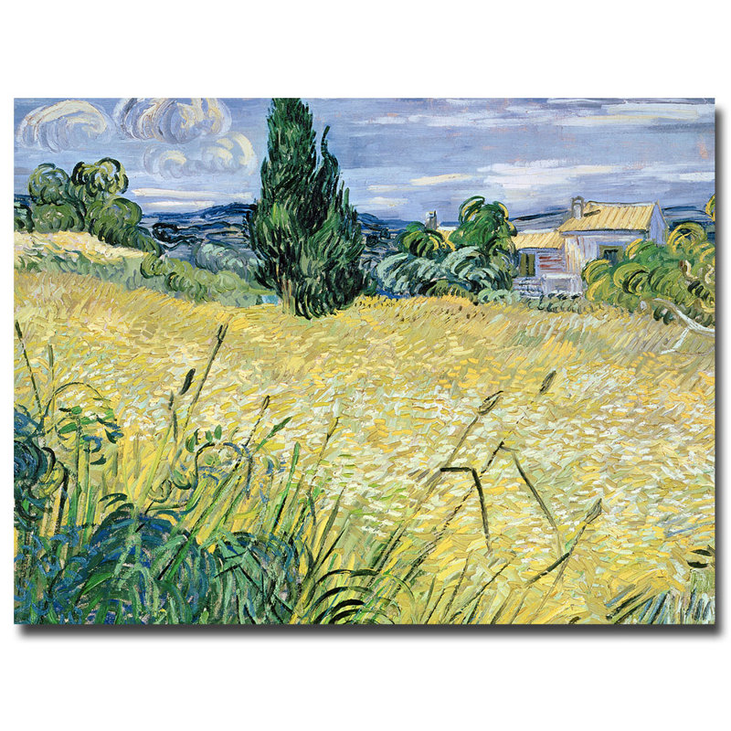 Paysage avec maïs vert, 1889 par Vincent Van Gogh, reproduction sur toile, H 18 po x l 24 po x P 2 po