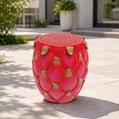 Dragon Fruit Patio Stool Side Table Resin Outdoor Garden Accent Table
