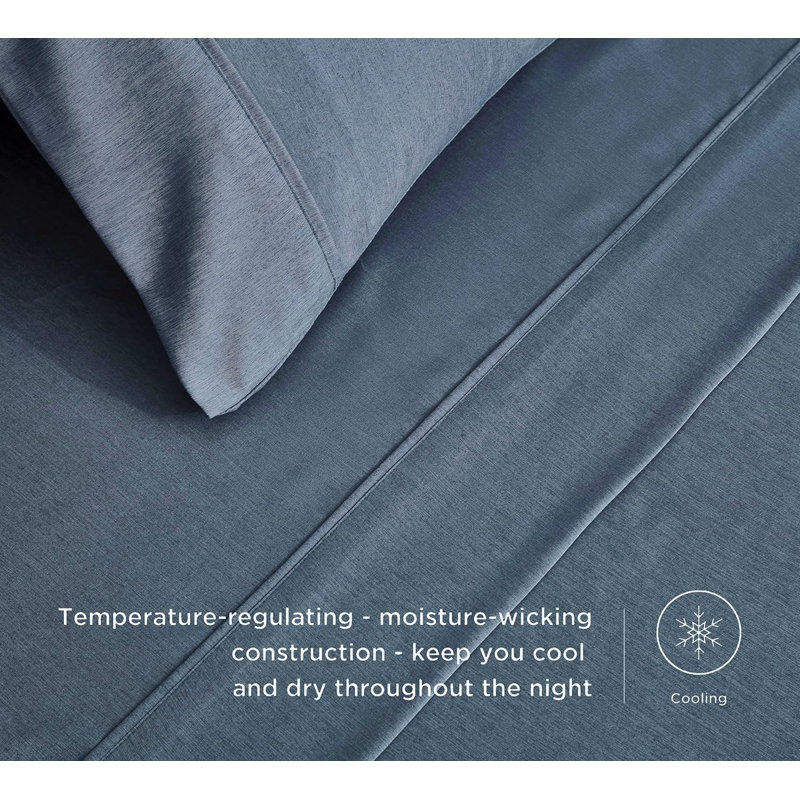 Steel Blue Rayon Bamboo Blend Queen Sheet Set