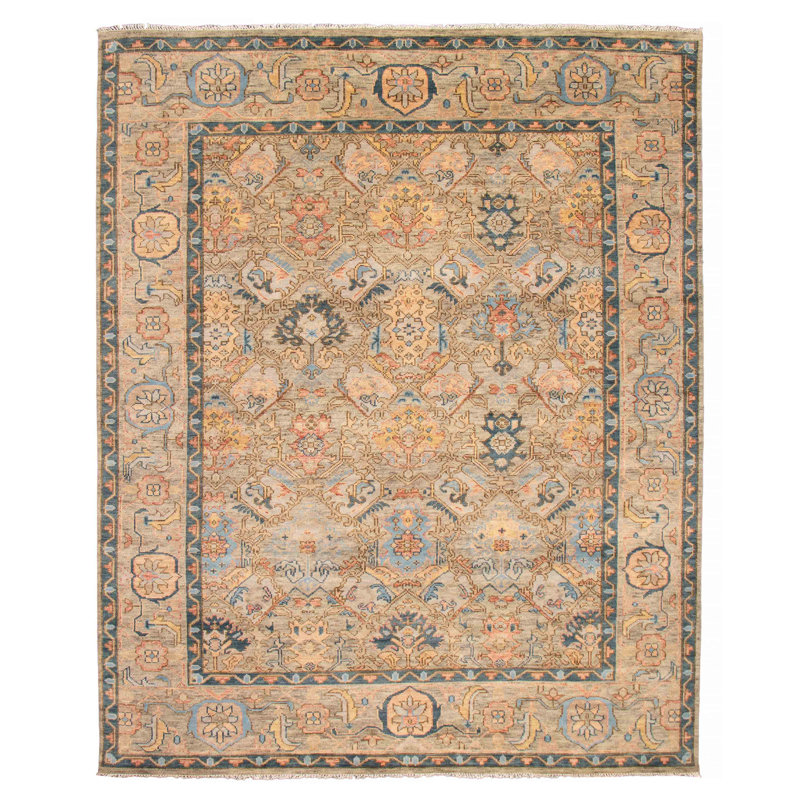 Tapis gris en laine noué à la main 12 pi 1 po x 15 pi 0 po Jules Serapi