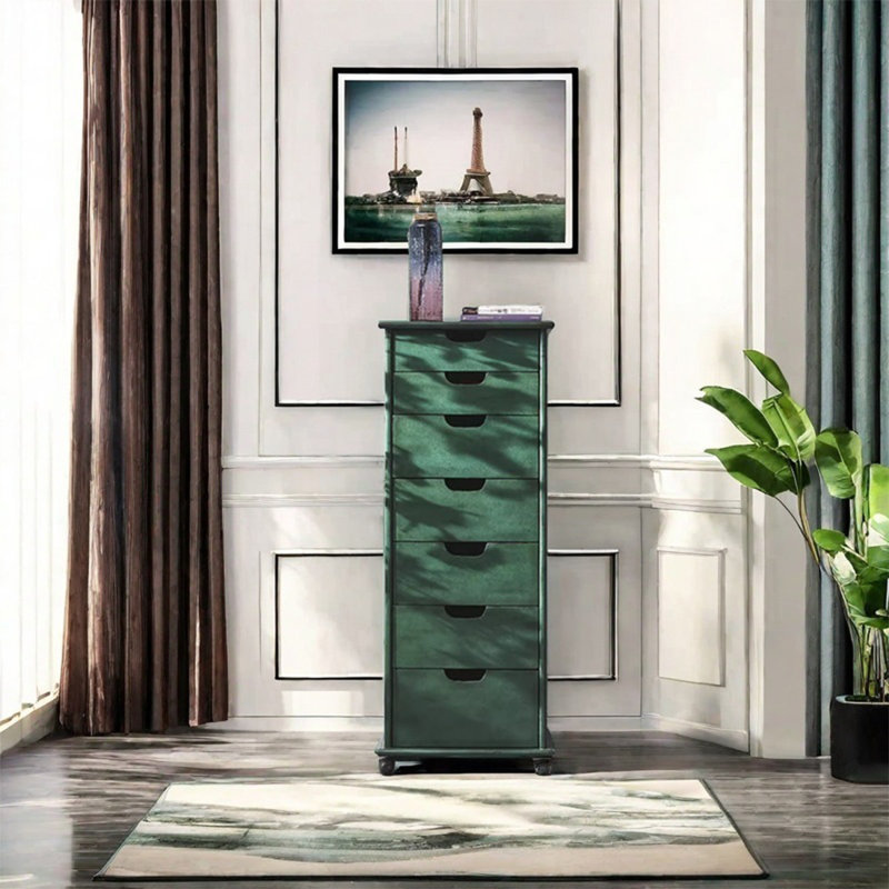 Large 7-Drawer Cabinet with Rotating Wheels