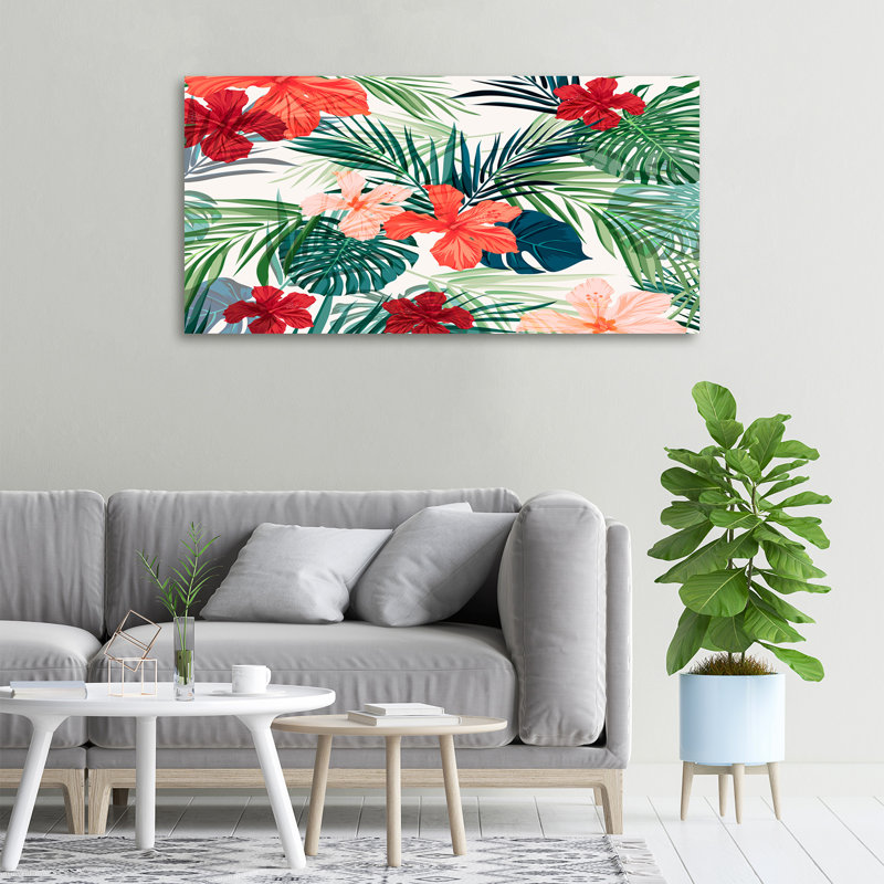 Tropical Flowers - Print, Glass, 70cm H x 100cm W x 4cm D
