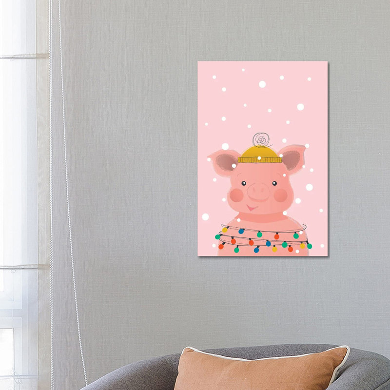 Christmas Animals Cute Pig by Show Me Mars - Gallery-Wrapped Canvas Giclée on Canvas, Wrapped Canvas, 66.04cm H x 45.72cm W