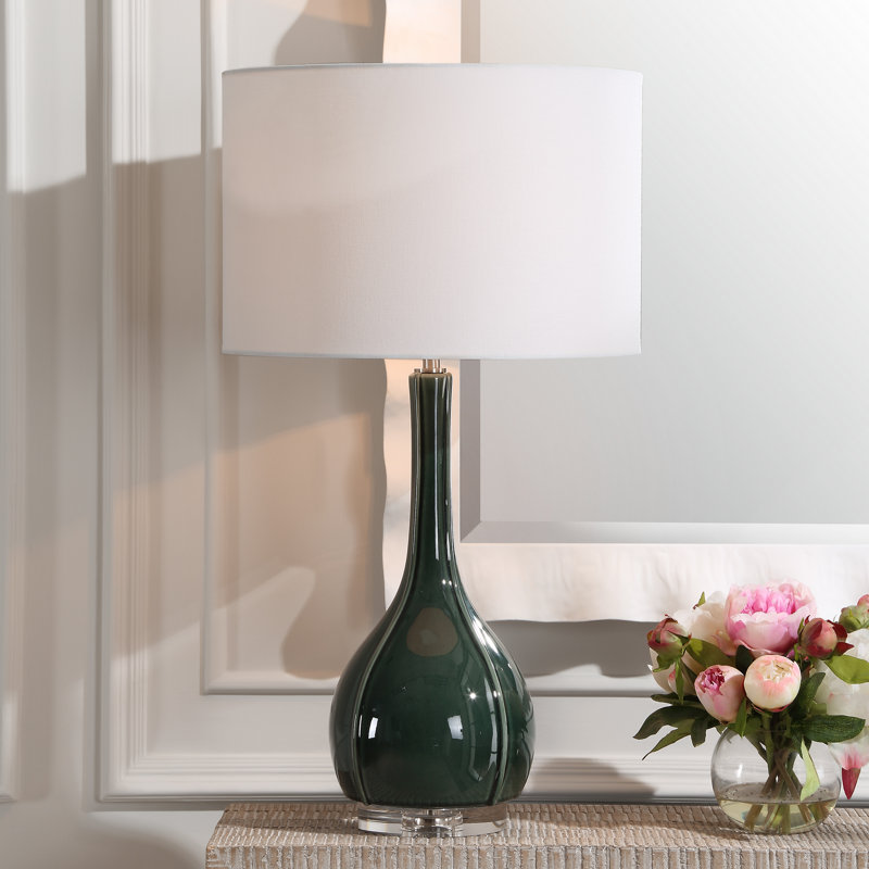 Lampe de table en verre vert Daneca