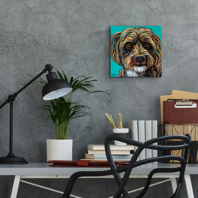 «Blue Doodle Brother 1» par Carolee Vitaletti, H 12 po x l 12 po x P 0,13 po