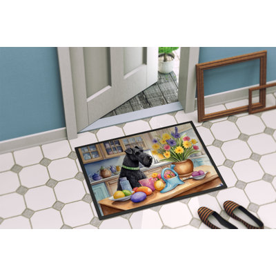 Decorating Easter Kerry Blue Terrier Doormat