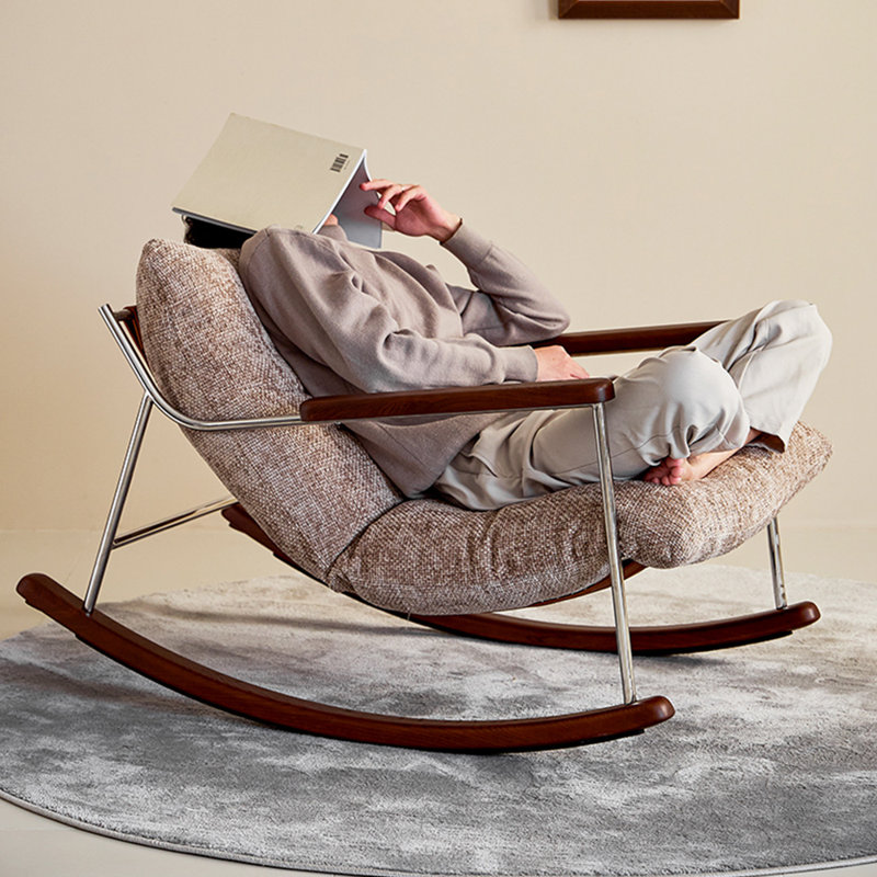 Chaise berçante confortable en chenille amovible, Jaune