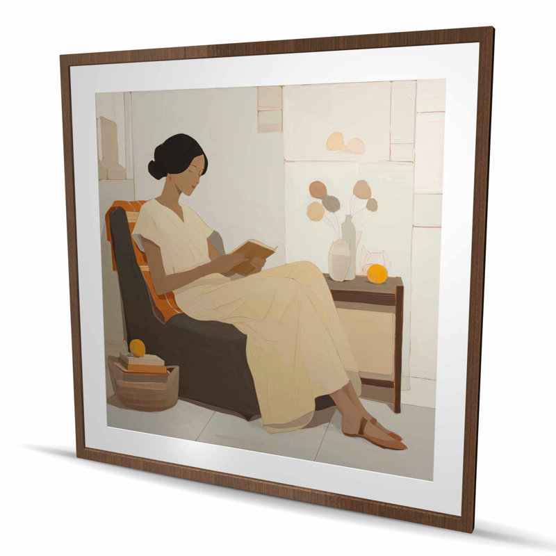 Impression matelassée Enjoyment encadrée pour la décoration intérieure, H 48 po x l 48 po, Brun