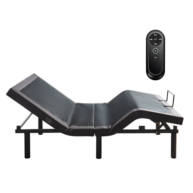 Queen Size Gray Upholstered Electric Adjustable Bed Frame with Wireless Remote