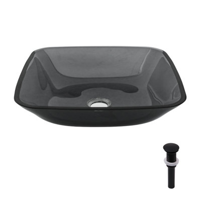 Lavabo de salle de bain vasque de salle de bain vasque carrée pour salle de bain, lavabo vasque en verre trempé avec bonde escamotable
