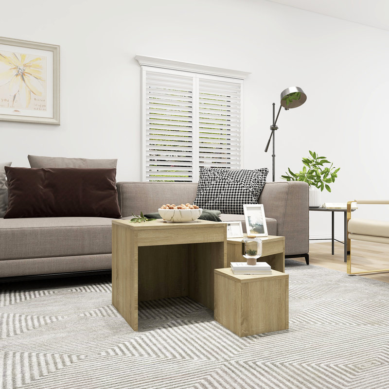 Gnesis Nesting Tables 3 pcs Engineered Wood, Sonoma Oak, Sonoma Oak