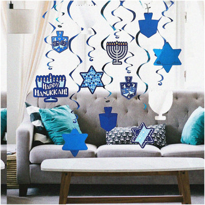 Navy-Blue White Silver 3D Heart Garland 39Ft