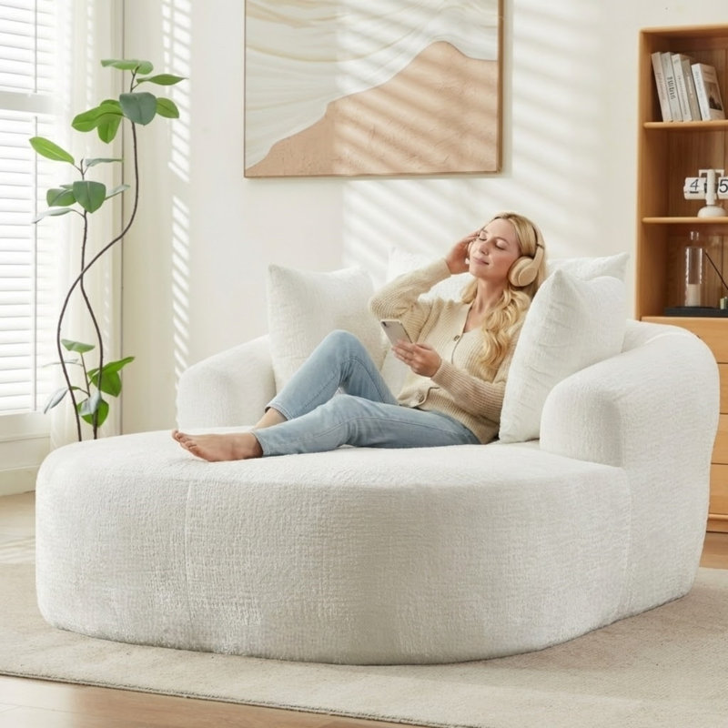 Upholstered Chaise Lounge, Beige