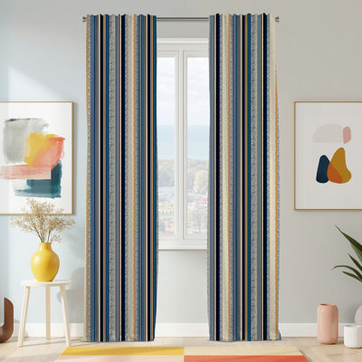 Semi Sheer Modern Print Curtain Single Panel