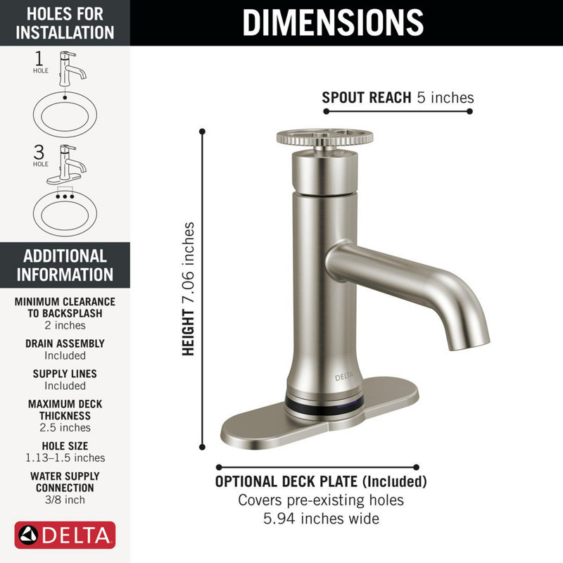 Touch2O Bathroom Faucet with Touchless Technology, Stainless