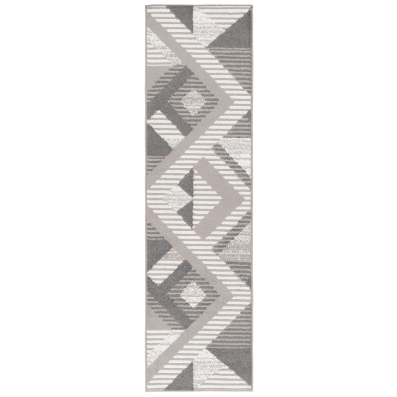 Tapis géométrique en polypropylène tissé à la machine Henslie, Tapis de couloir 2 pi 2 po x 8 pi