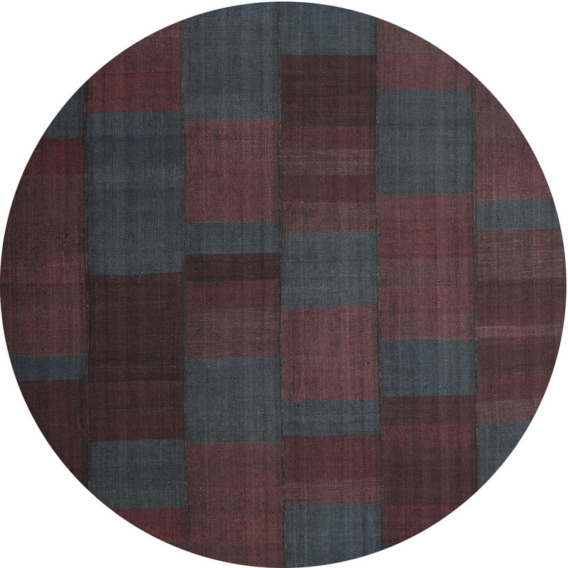 Tapis brun/bleu zone contemporaine, Rond 6 pi