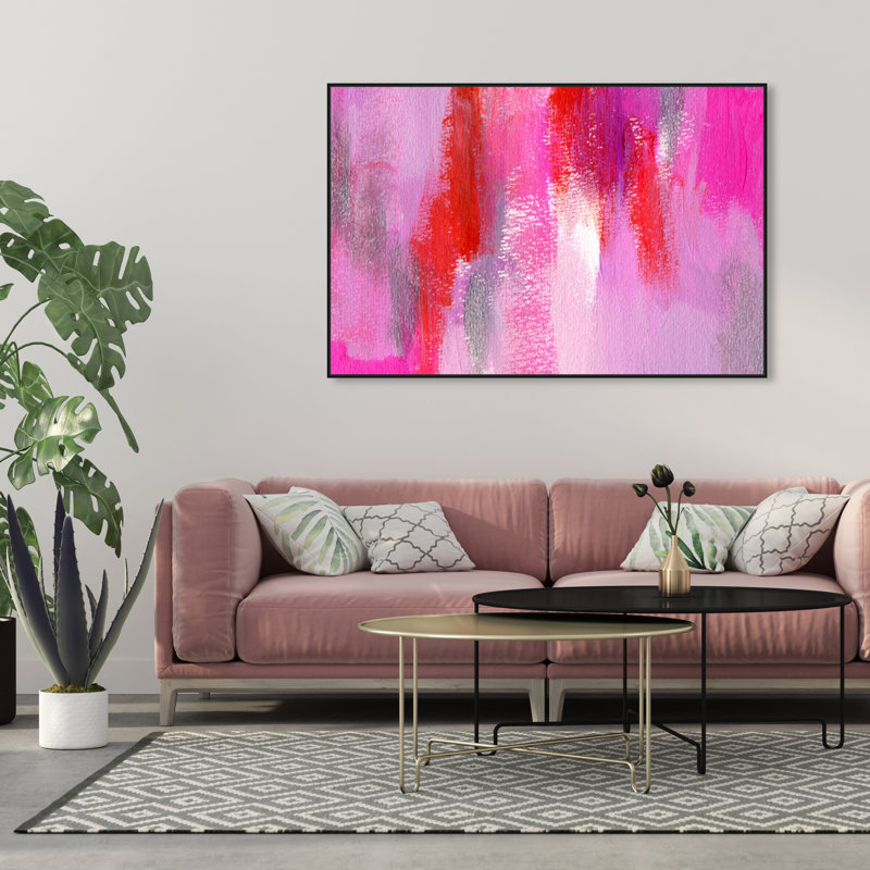 «Hot Pink» par Oliver Gal - reproduction d'art sur toile, Cadre noir, H 24 po x l 16 po x P 1,5 po