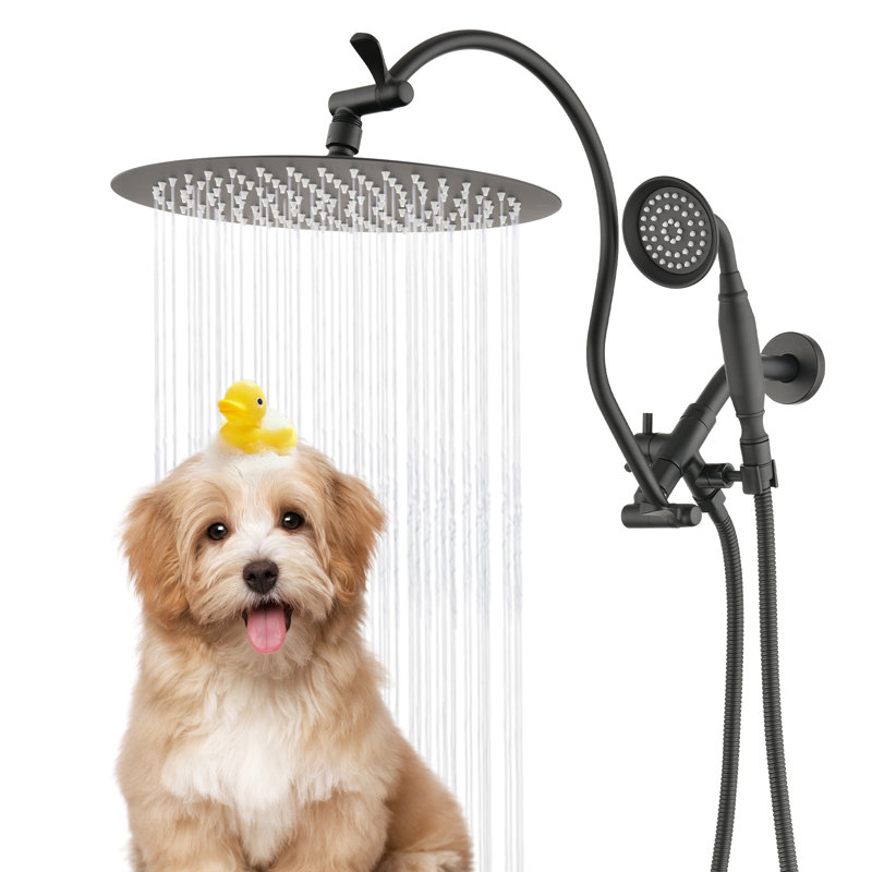 12" Rainfall Shower Head With 16" Upgrade Adjustable Extension Arm, Matte Black