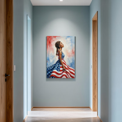 Fashion American Flag Dress Woman Portrait