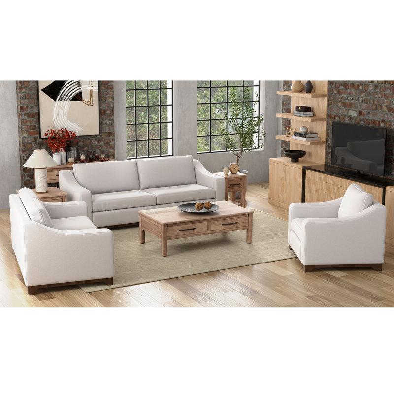 Canapé à accoudoirs carrés 95,25 po Joita, Blanc